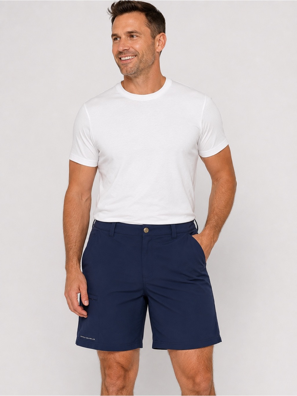 Columbia PFG Omni-Shield Fishing Shorts Mens 38 Navy Performance Cargo Shorts